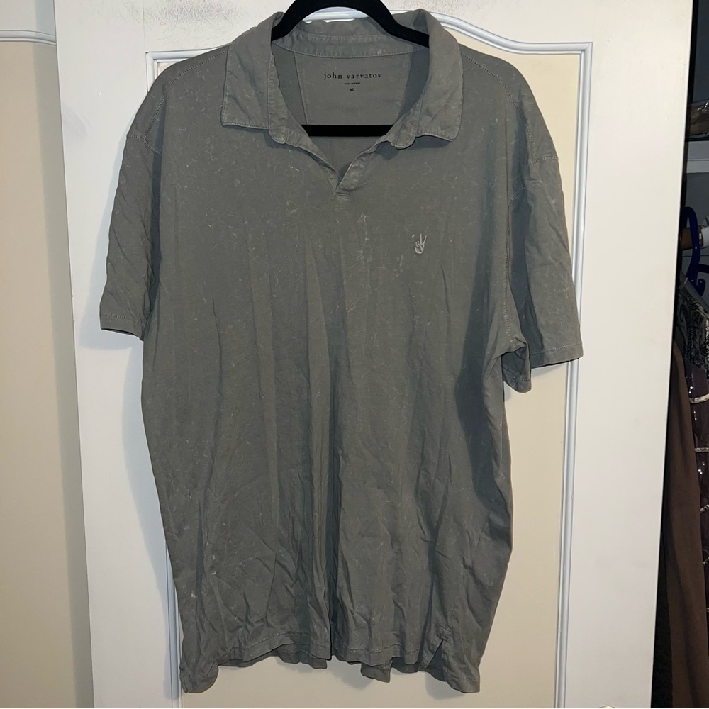 John Varvatos Marble Wash Polo Shirt in Gray - Picture 2 of 10
